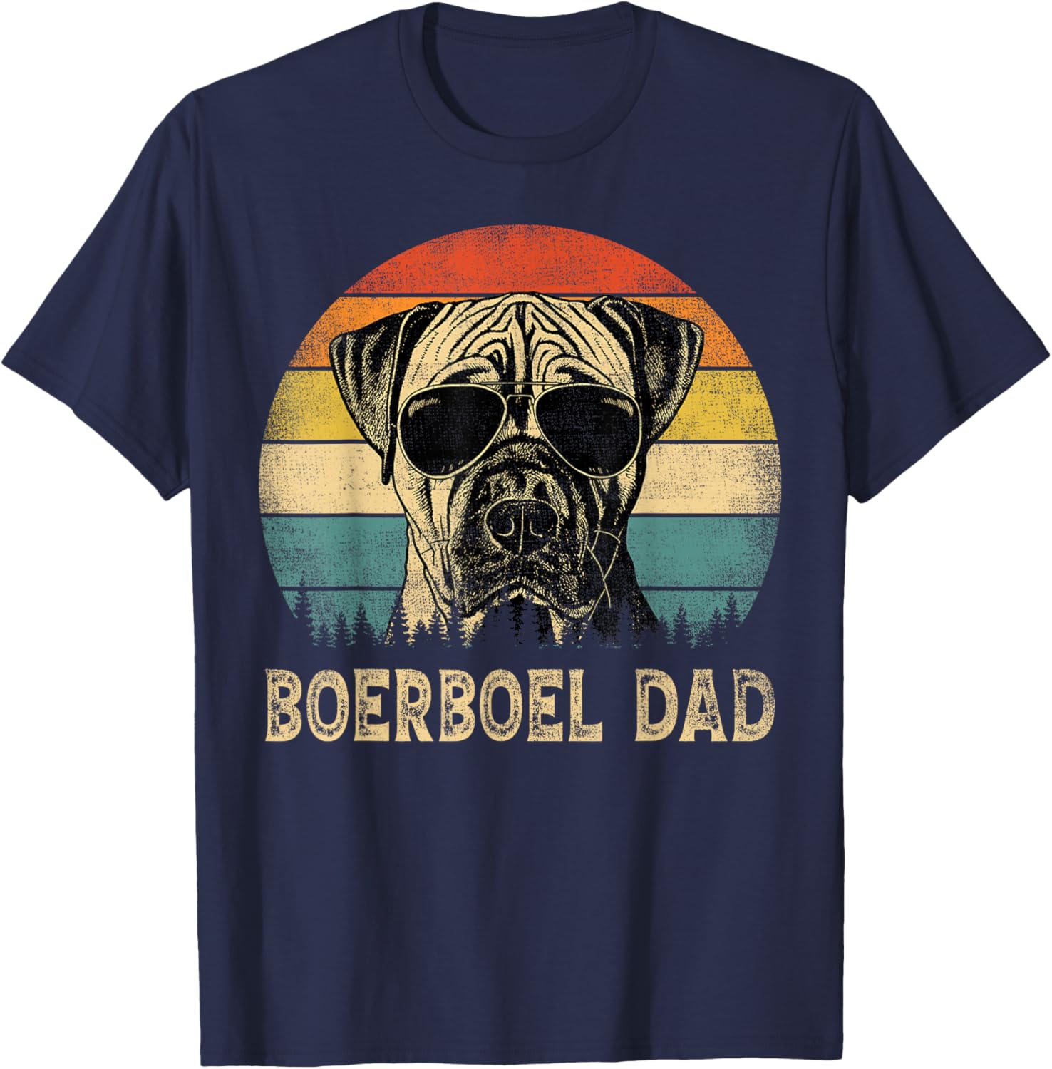 Vintage Boerboel Dad Dog Lovers Father's Day T-Shirt - T-Shirt | Navy
