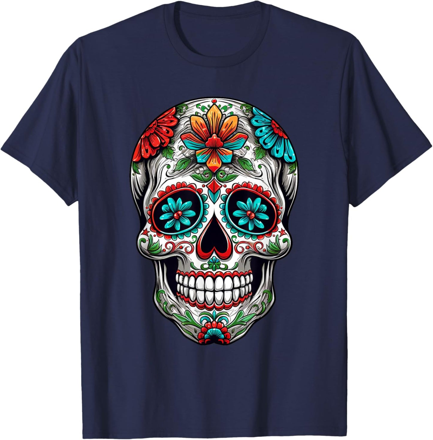Dia De Los Muertos Costume Halloween Day Of Dead Sugar Skull T-Shirt - T-Shirt | Navy