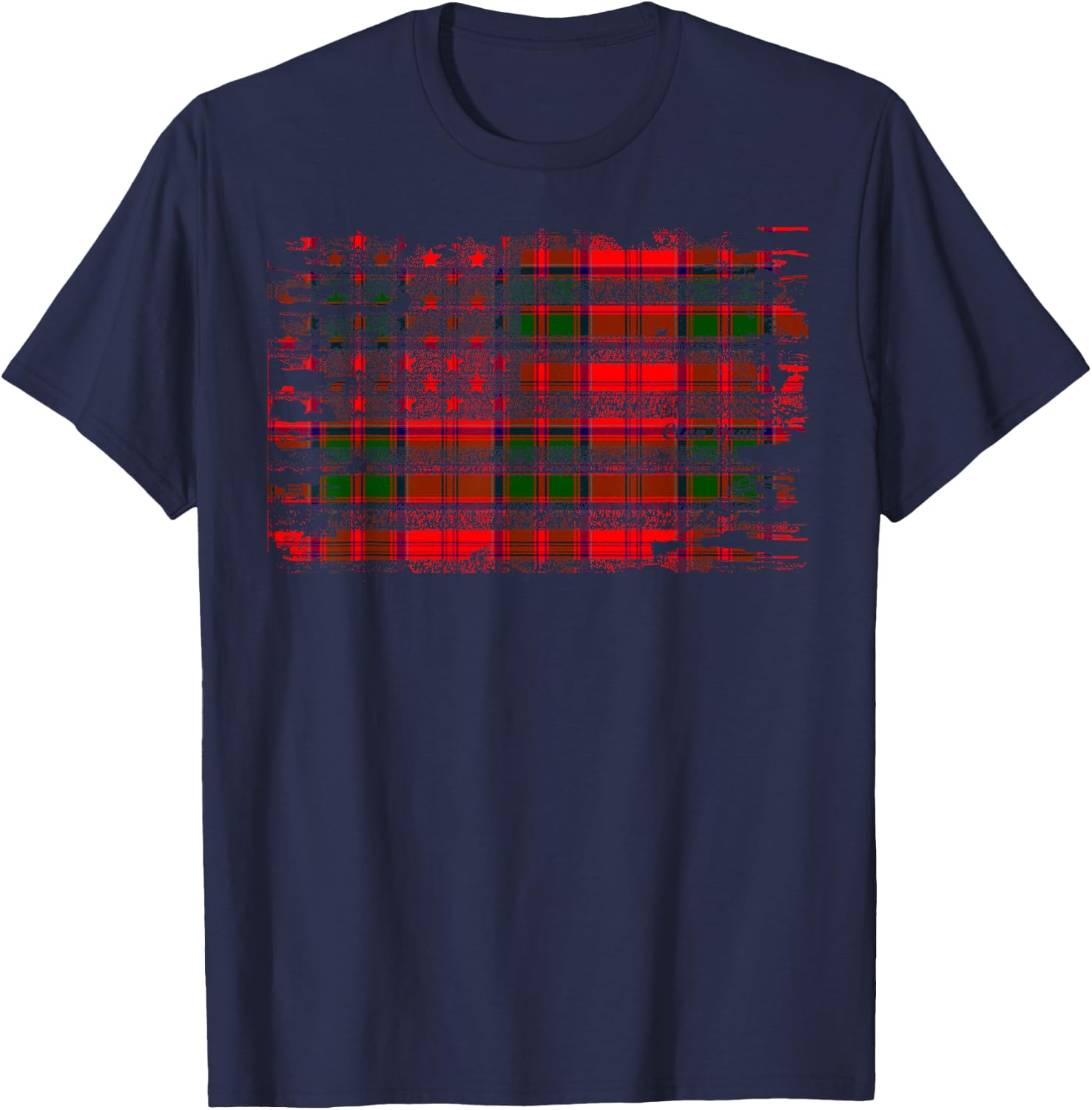 Clan Grant American Flag Scottish Tartan Shirt T-Shirt - T-Shirt | Navy