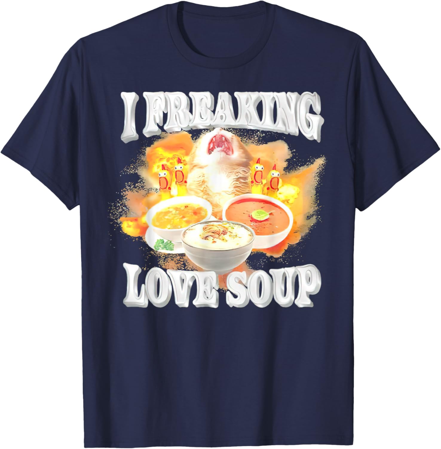 I Freaking Love Soup Kitten T-Shirt - T-Shirt | Navy