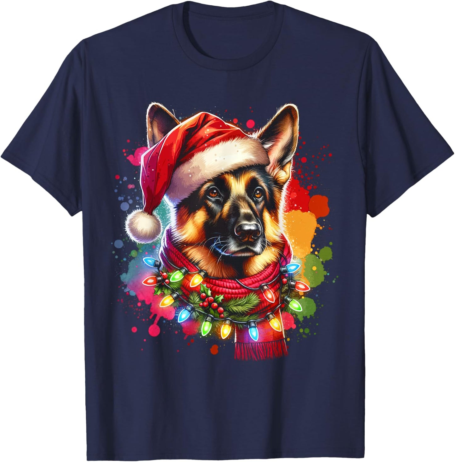 Christmas German Shepherd Xmas Shepherd Mom Dog Lover T-Shirt - T-Shirt | Navy