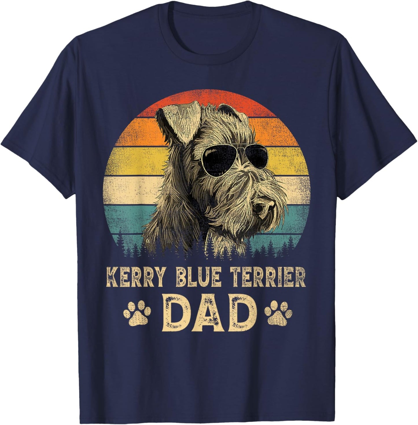 Vintage Kerry Blue Terrier Dad Dog Lovers Father's Day Men Women T-Shirt - T-Shirt | Navy