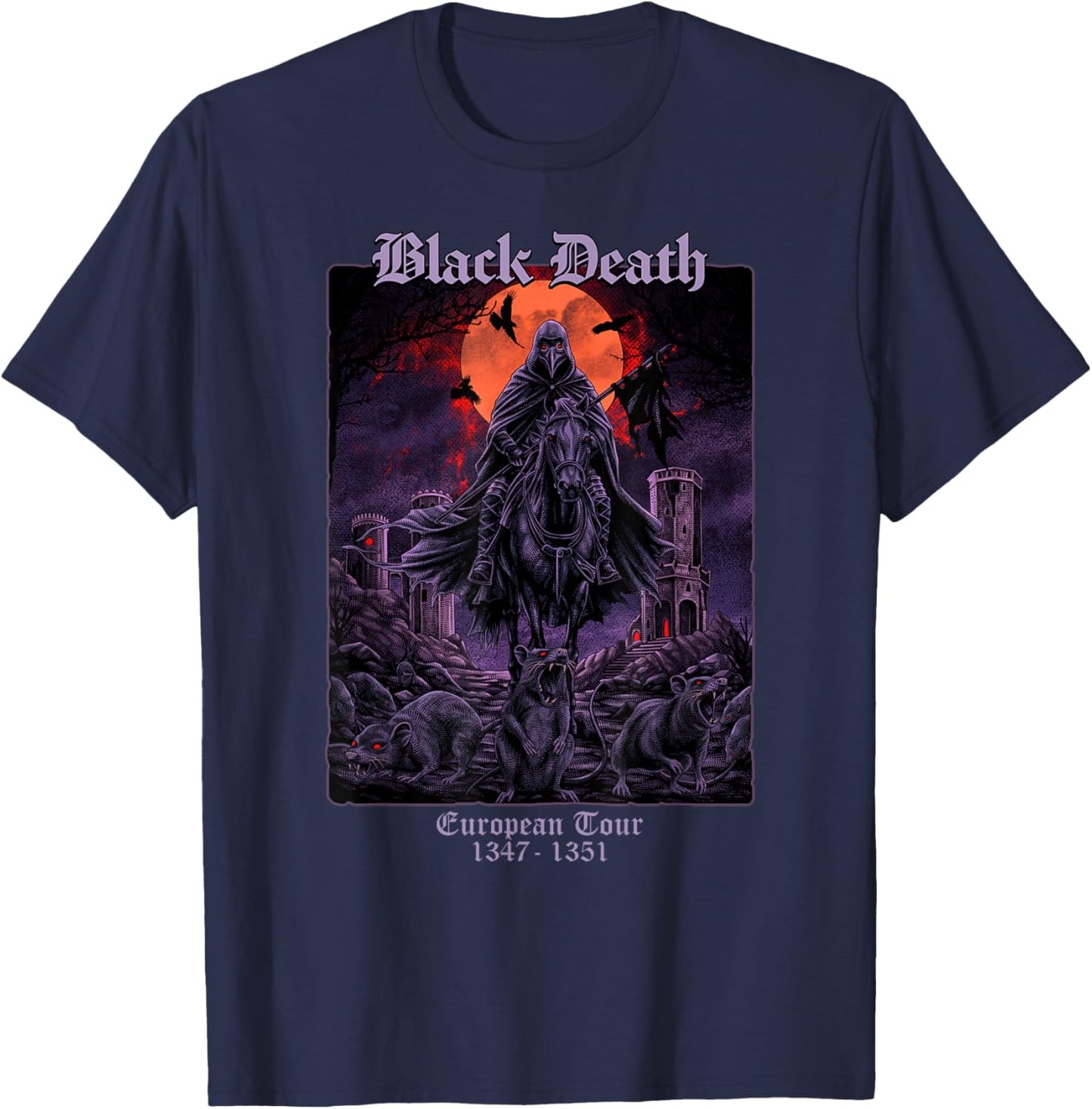 Black Death European Tour Medieval History T-Shirt - T-Shirt | Navy