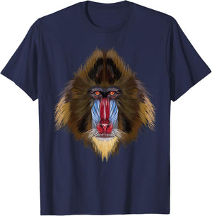 monkey Mandrill head art for lovers of African Safari Animal T-Shirt - T-Shirt | Navy