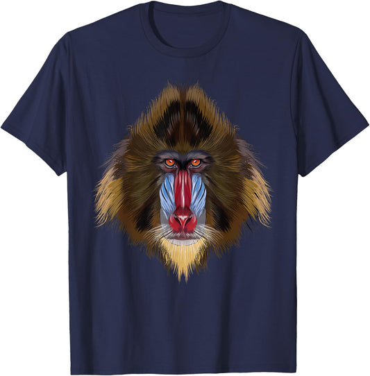 monkey Mandrill head art for lovers of African Safari Animal T-Shirt - T-Shirt | Navy
