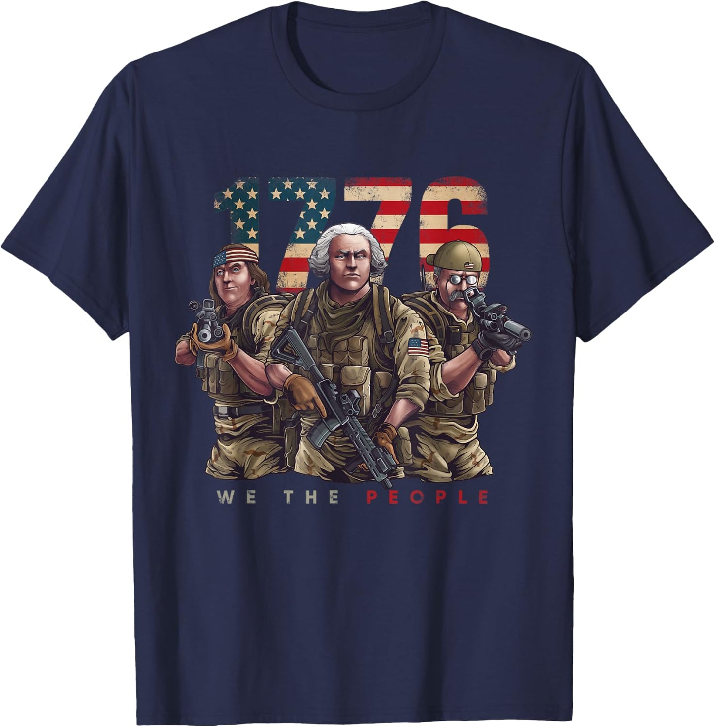 George Washington Ben Franklin Special Operators July 4th T-Shirt - T-Shirt | Navy