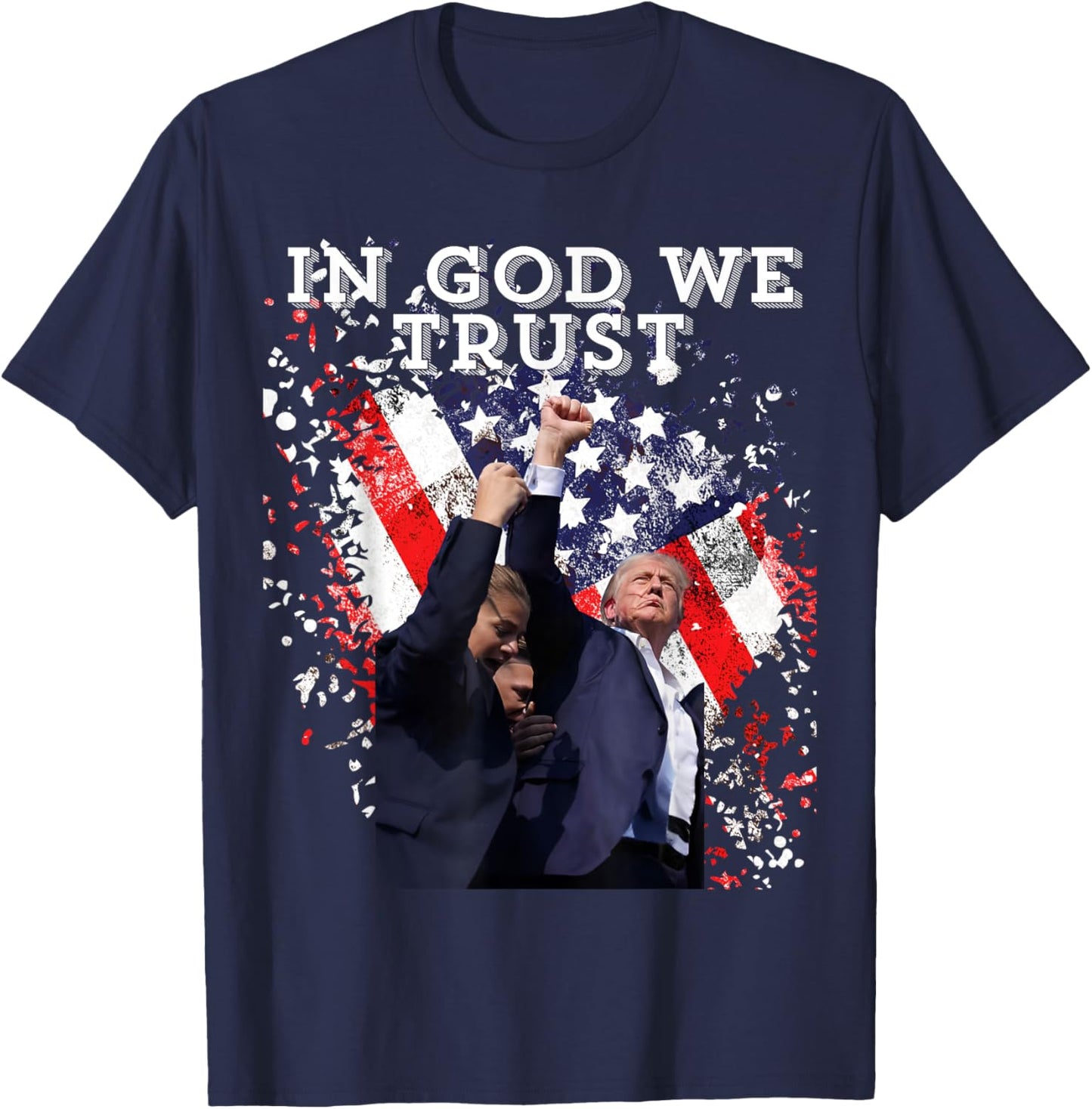 Trump Rally Shooter "In God We Trust" Trump 2024 T-Shirt - T-Shirt | Navy