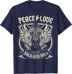 Rock Band Rock Concert Peace Love Rock And Roll Costume Rock T-Shirt - T-Shirt | Navy