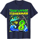 Kids Fishing Birthday Shirt 8 Year Old Boy Fisher 8th Bday Kids T-Shirt - T-Shirt | Navy