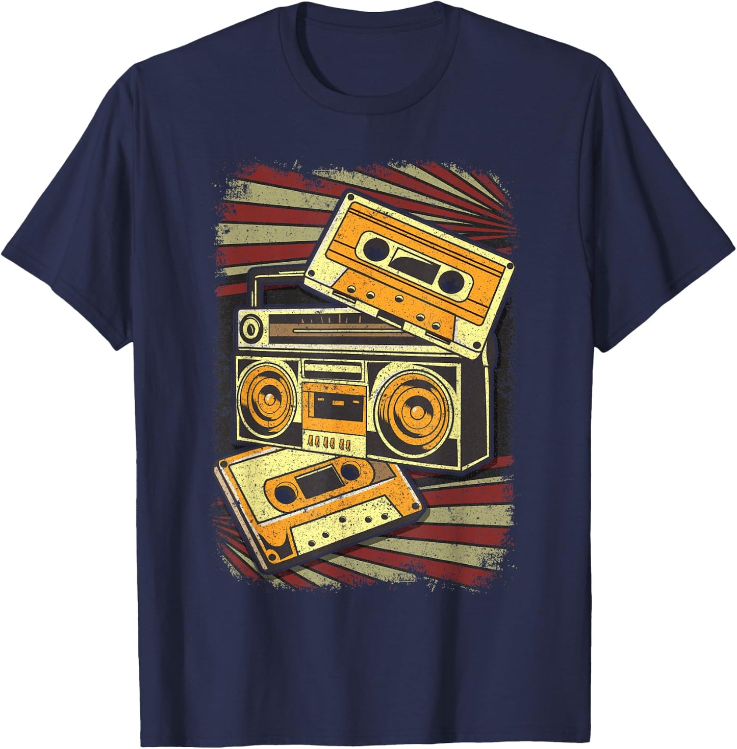 Retro Vintage Boombox 80's Music Old School Radio Boombox T-Shirt - T-Shirt | Navy