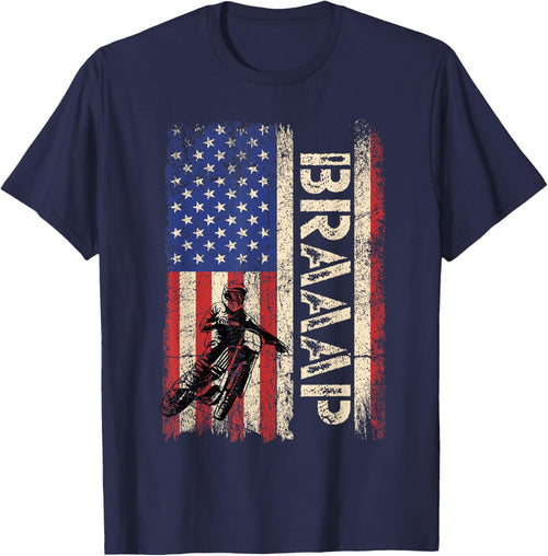 Braaap Dirt Bike USA American Flag Shirt Motocross Biker Men