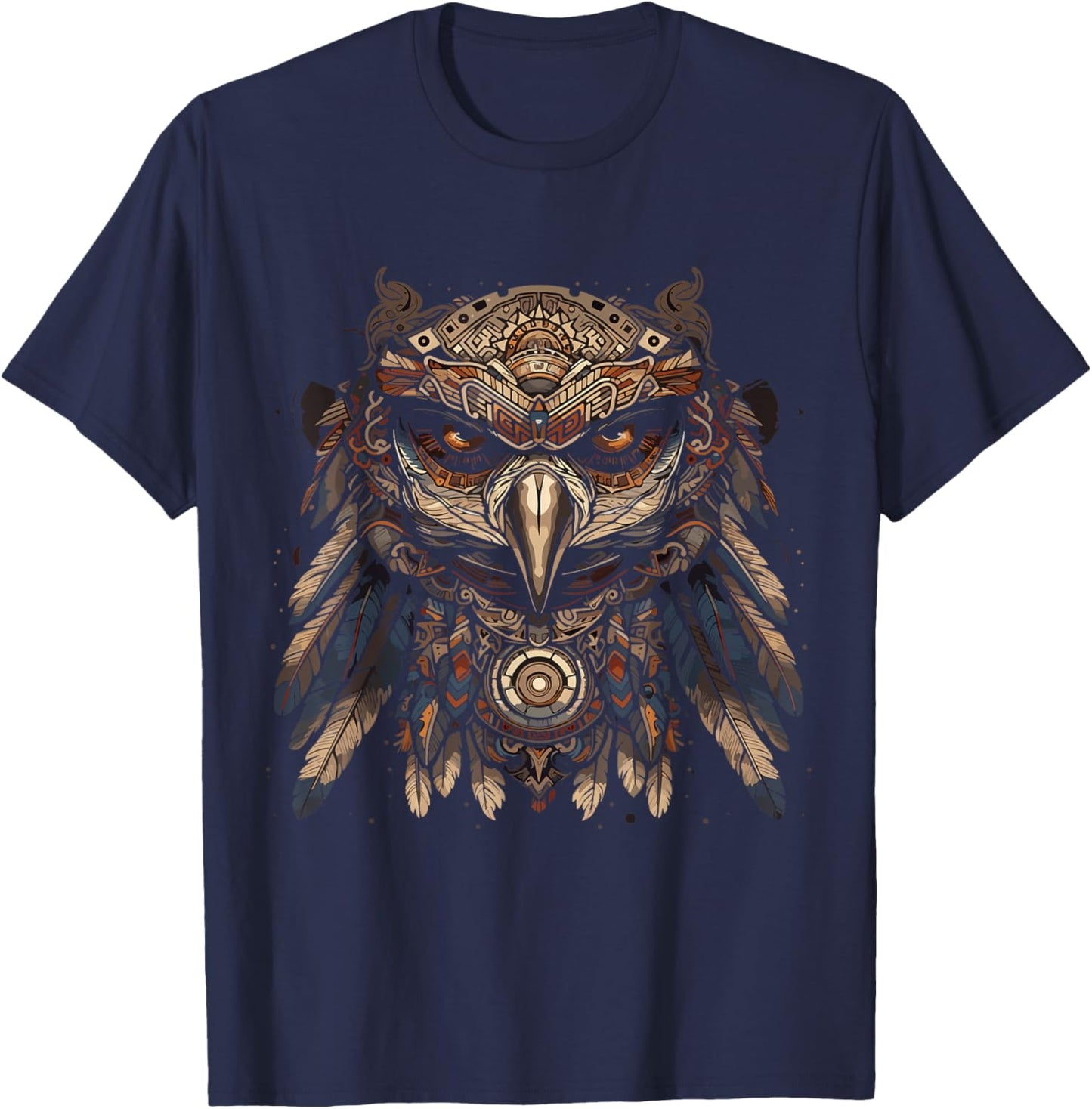 Aztec Eagle Head Calabera Azteca Aztec Inca Maya Culture Art T-Shirt - T-Shirt | Navy