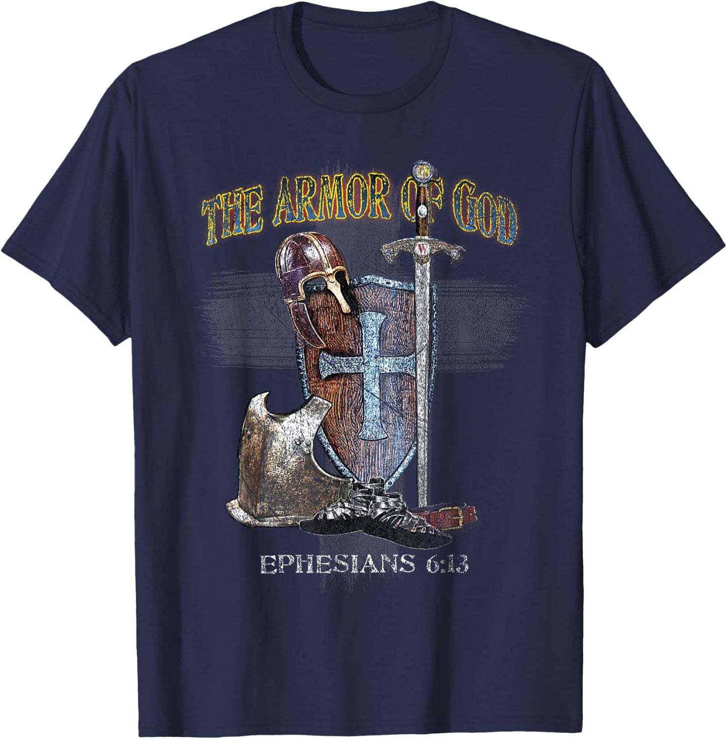 The Whole Armor of God - Ephesians 6:11 - Stand Therefore T-Shirt - T-Shirt | Navy