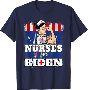 Nurses For Biden US Flag Vote Democrat Healthcare Nurses T-Shirt - T-Shirt | Navy
