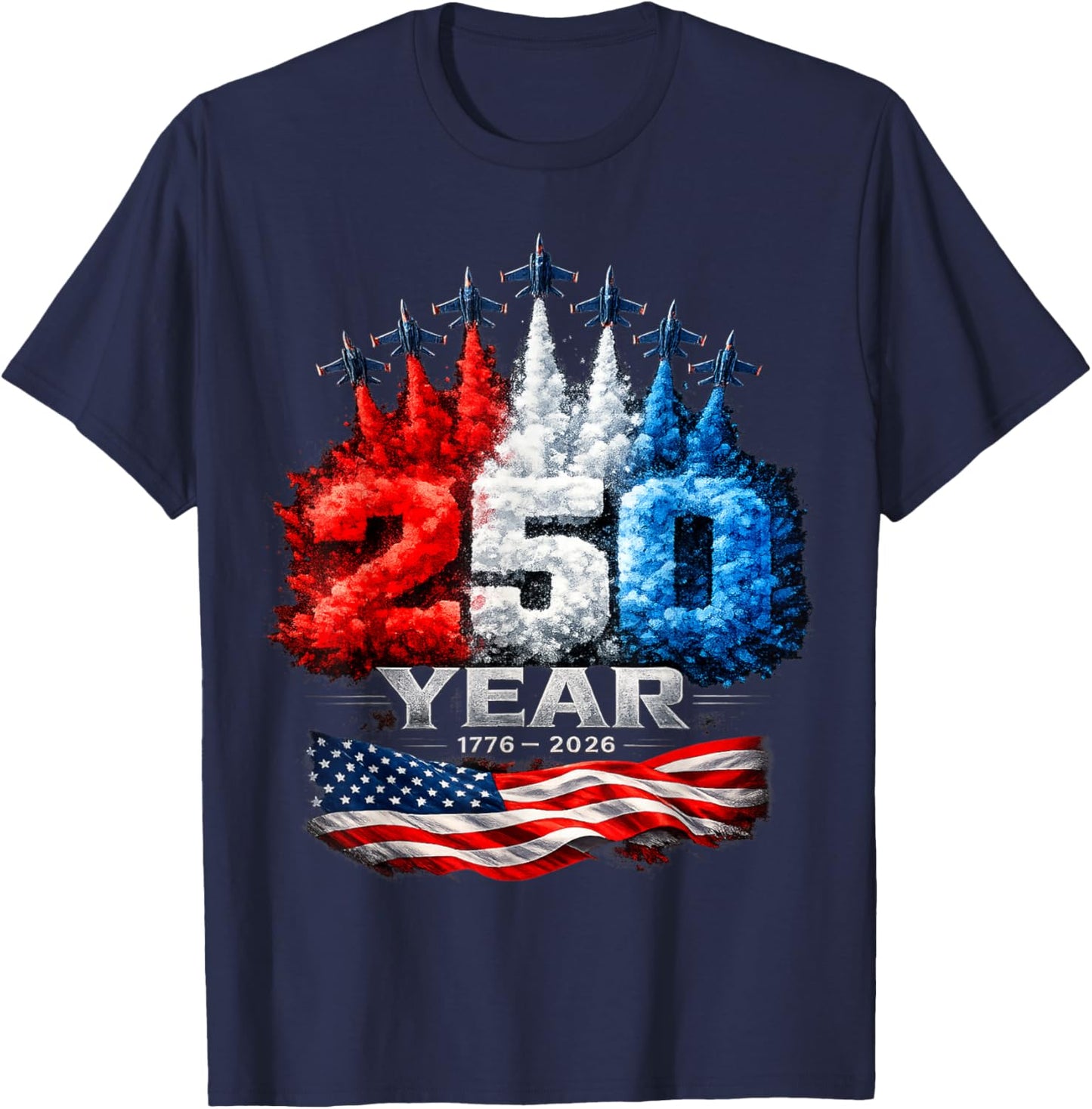 250th Anniversary USA Patriotic 250 Years American 4th July T-Shirt - T-Shirt | Navy