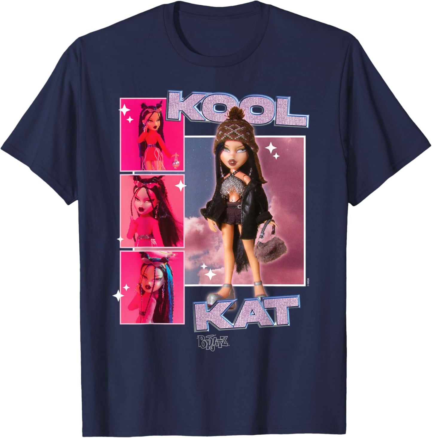 Bratz - Jade Kool Cat Doll Collage T-Shirt - T-Shirt | Navy