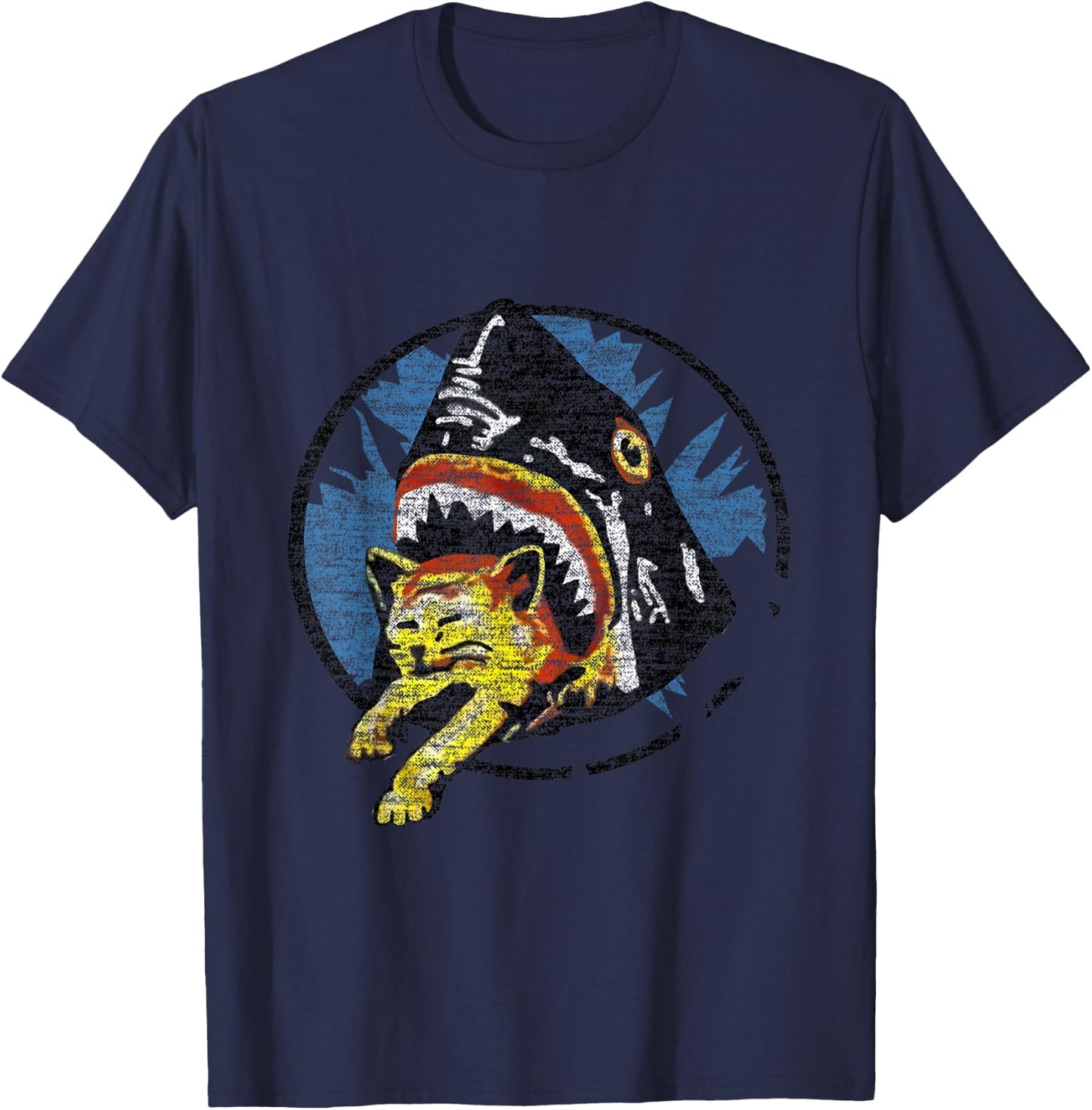 Shark Eating a Cat Shirt T-Shirt - T-Shirt | Navy