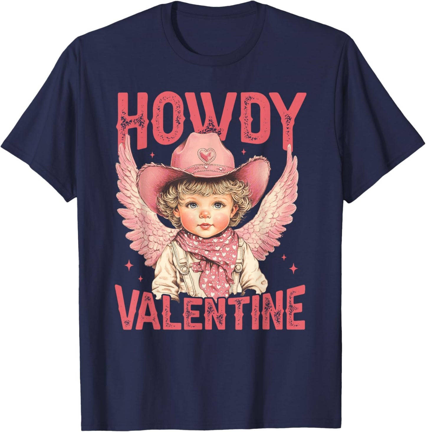 Cowboy Cupid Tight Hearts Love Western Howdy Valentine T-Shirt - T-Shirt | Navy