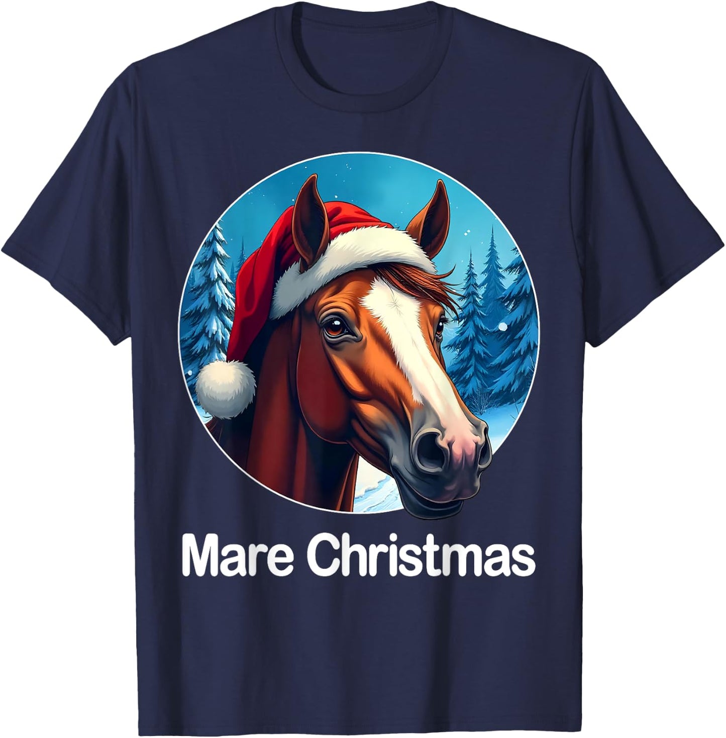 Funny Christmas Mare Horseback Riding Horse Lover Equestrian T-Shirt - T-Shirt | Navy