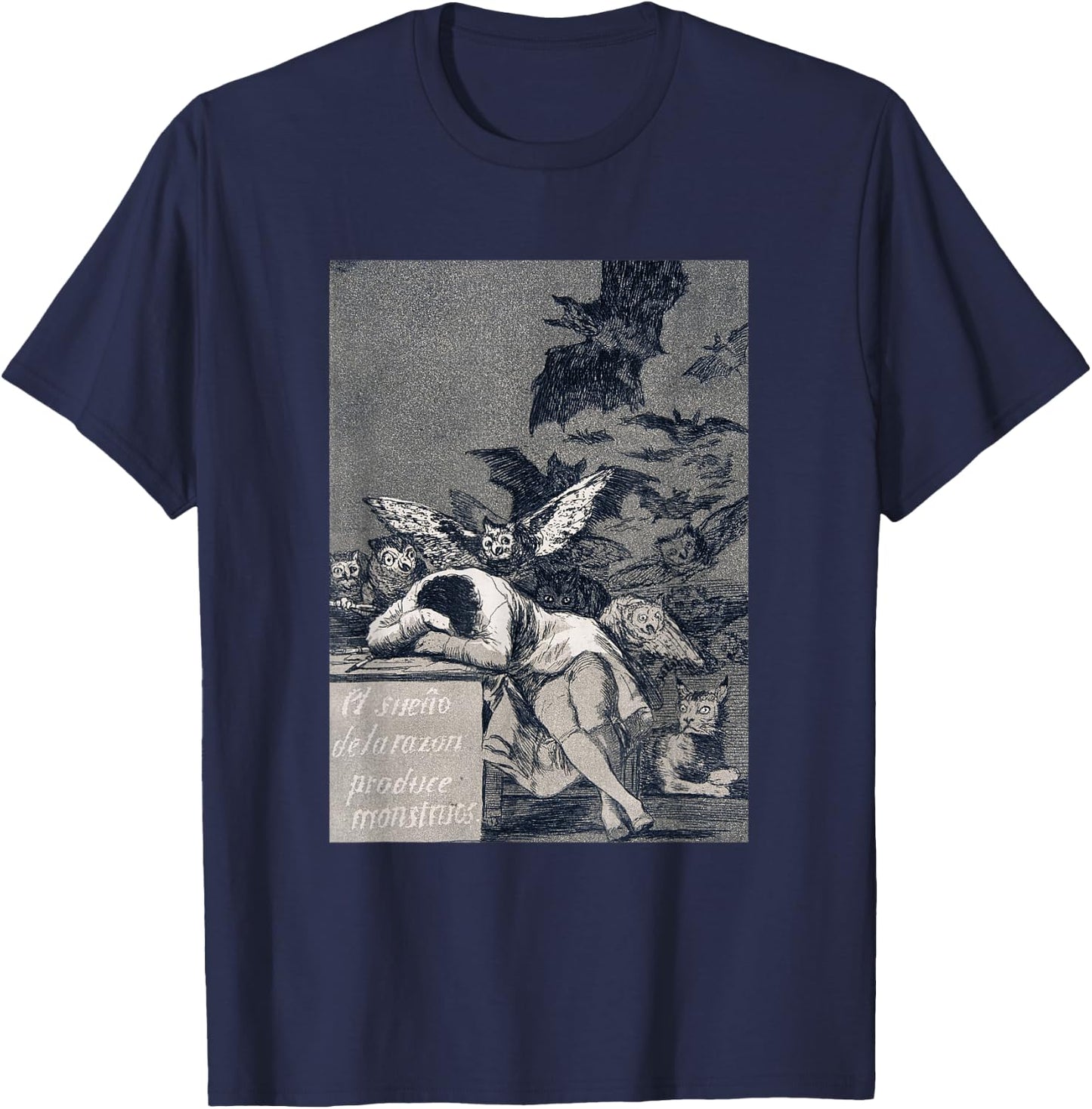 Francisco Goya - The Sleep of Reason Produces Monsters T-Shirt - T-Shirt | Navy