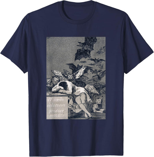 Francisco Goya - The Sleep of Reason Produces Monsters T-Shirt - T-Shirt | Navy