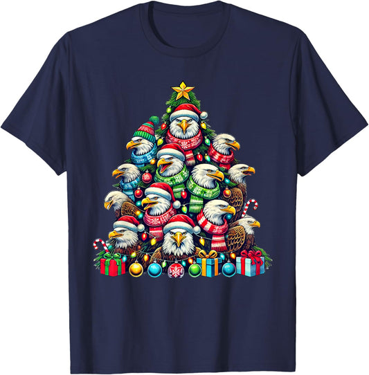 Eagle Bird Christmas Tree Funny Eagle Xmas T-Shirt - T-Shirt | Navy