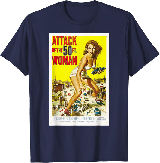 Attack of The 50ft Woman - Vintage Movie Poster T-Shirt - T-Shirt | Navy