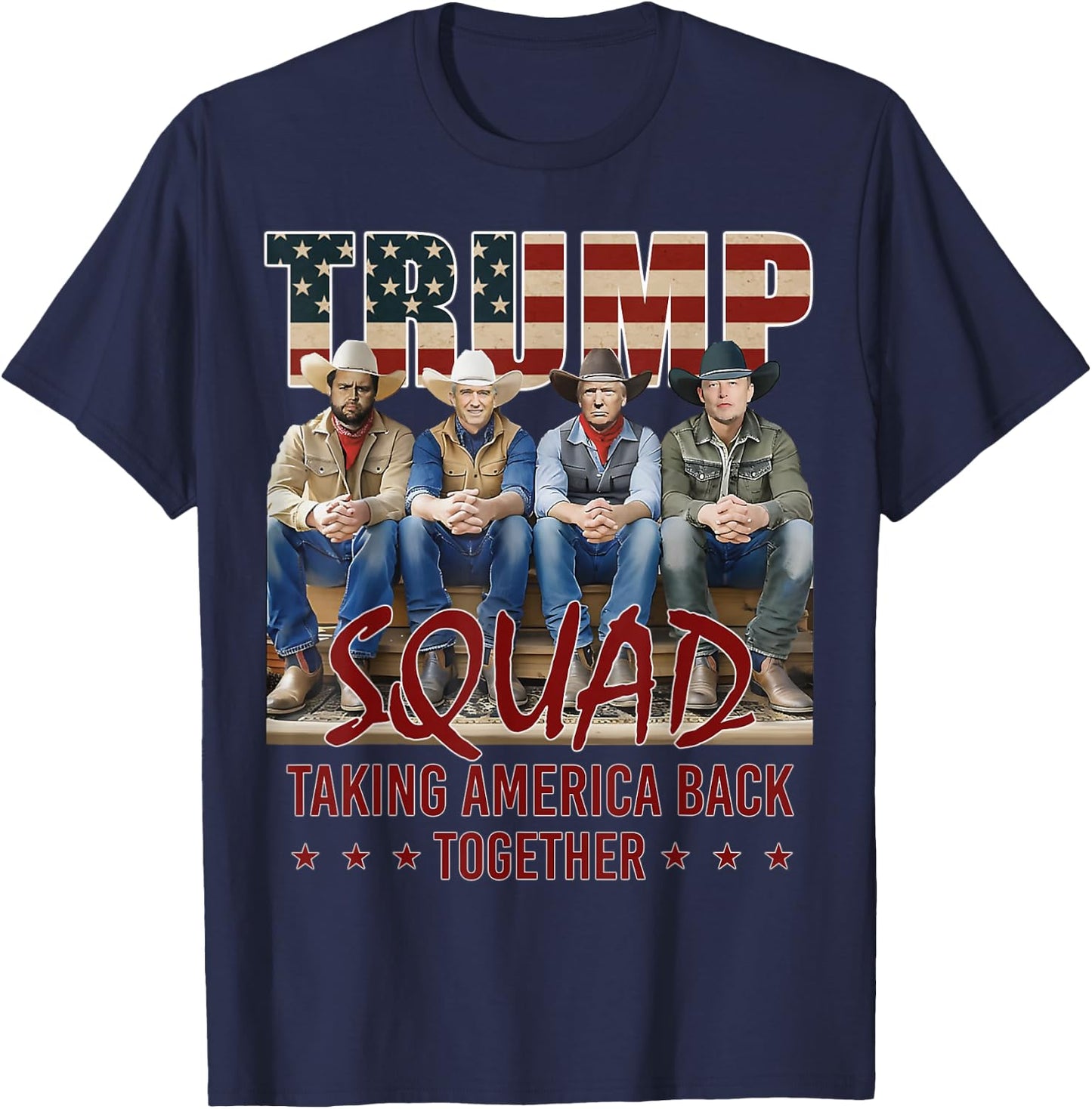 Trump Vance Kennedy Elon Squad Taking America Back Together T-Shirt - T-Shirt | Navy