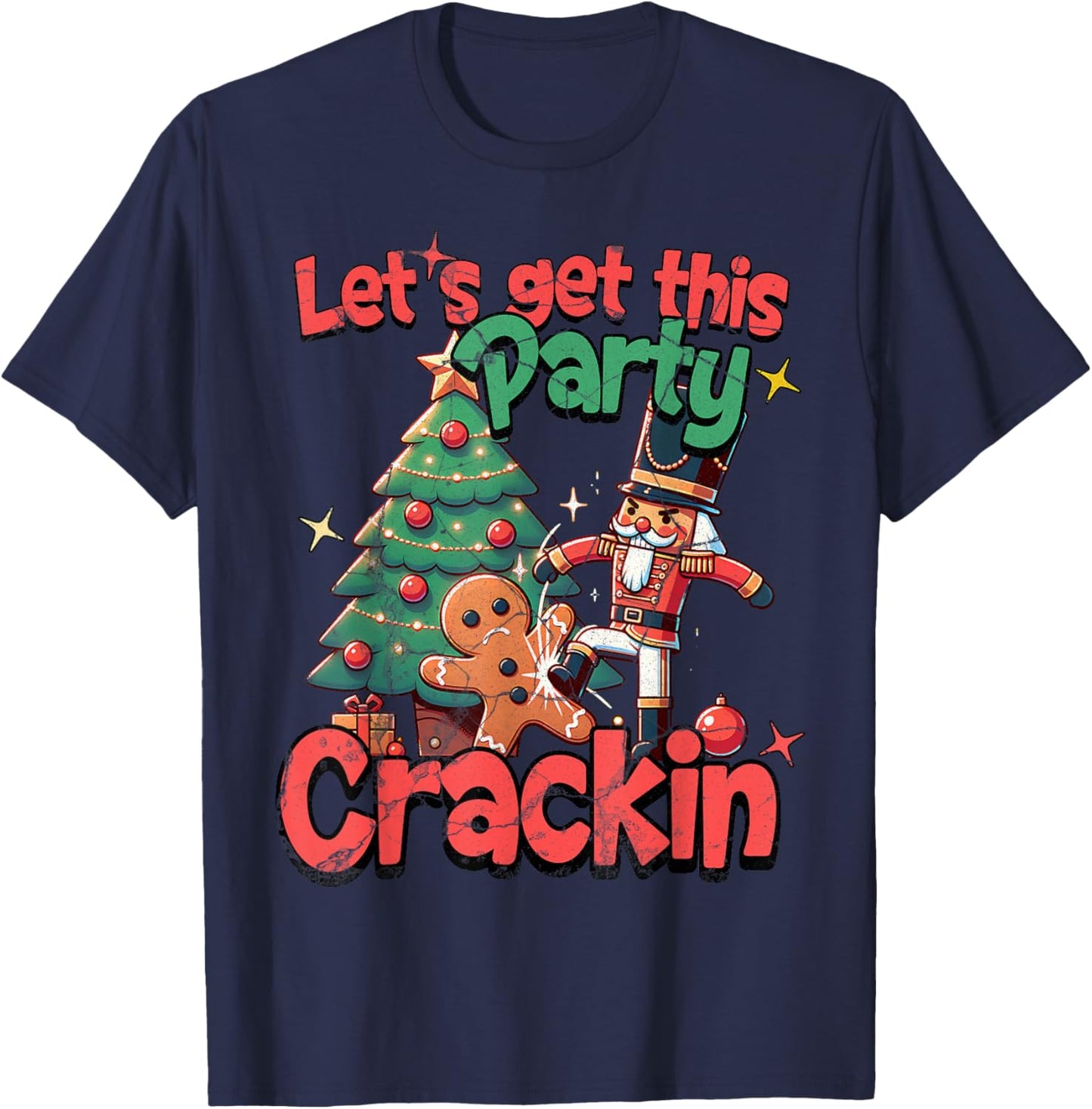 Let's Get This Party Crackin' Nutcracker Gingerbread Pajamas T-Shirt - T-Shirt | Navy