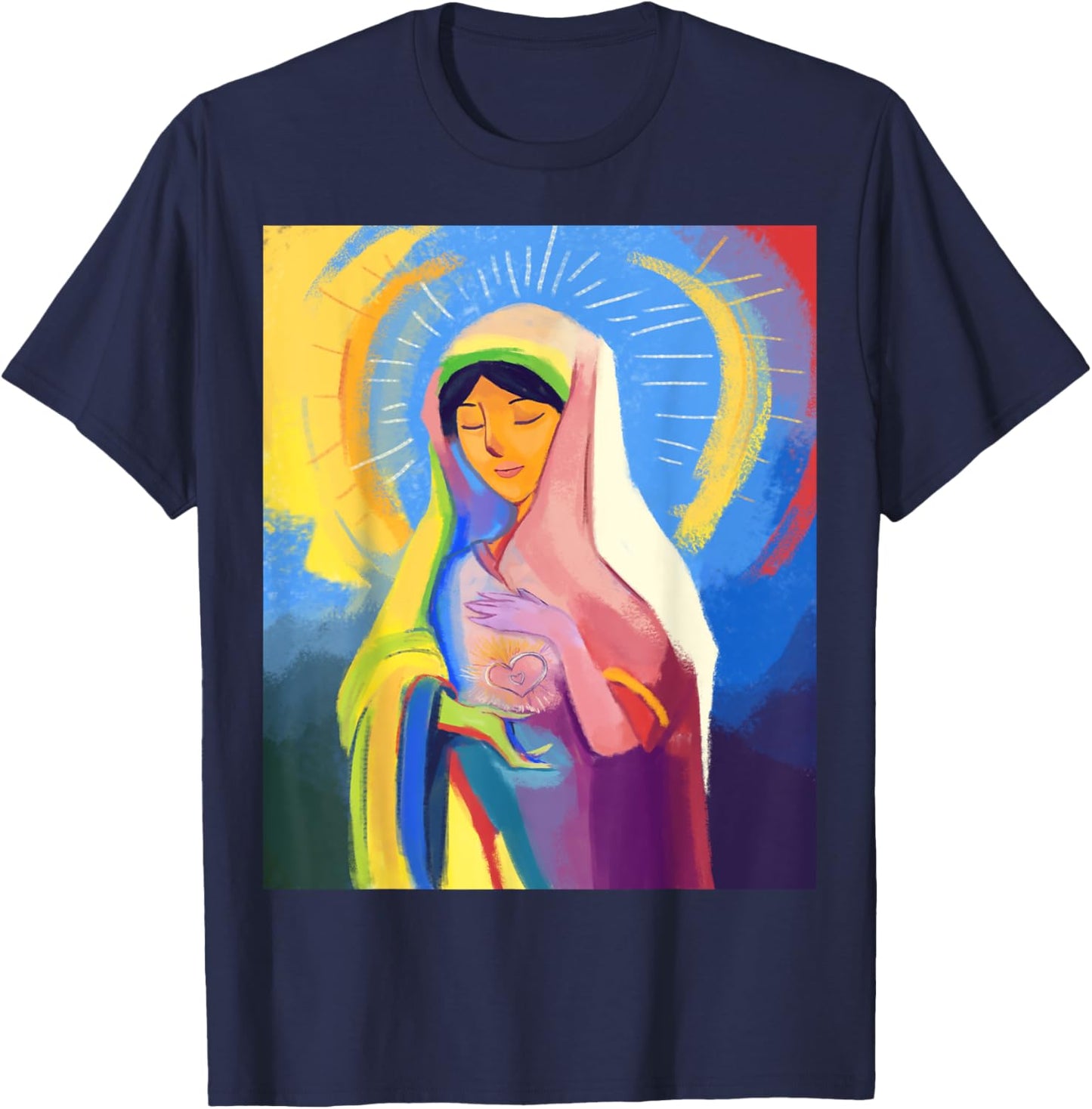 Our Blessed Mother Mary Mother Of Jesus Pro Life Catholic T-Shirt - T-Shirt | Navy