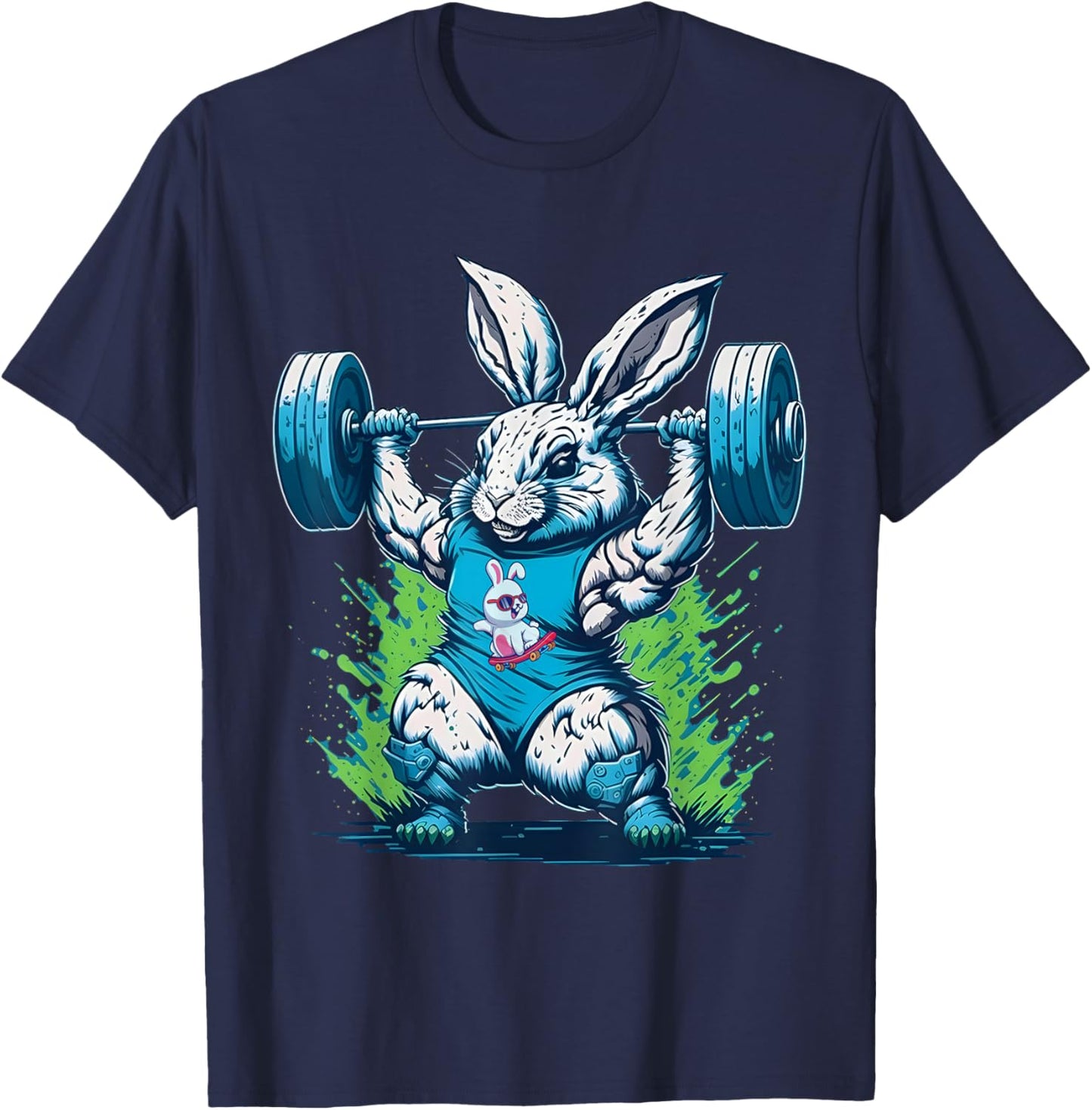 Bunny Lifting Weights Gym Rabbit Fitness Weightlifting T-Shirt - T-Shirt | Navy