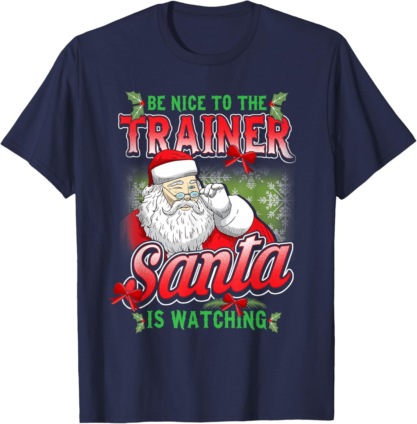 Christmas Personal Trainer Gym Workout Exercise Santa Claus T-Shirt - T-Shirt | Navy