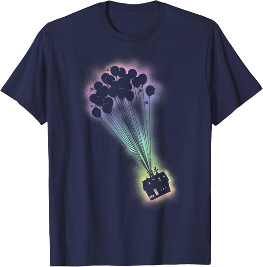 Disney Pixar Up Spray Paint Stencil House Graphic T-Shirt - T-Shirt | Navy
