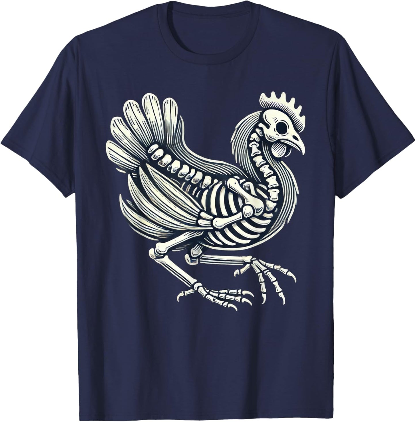 Chicken Skeleton Halloween T-Shirt - T-Shirt | Navy