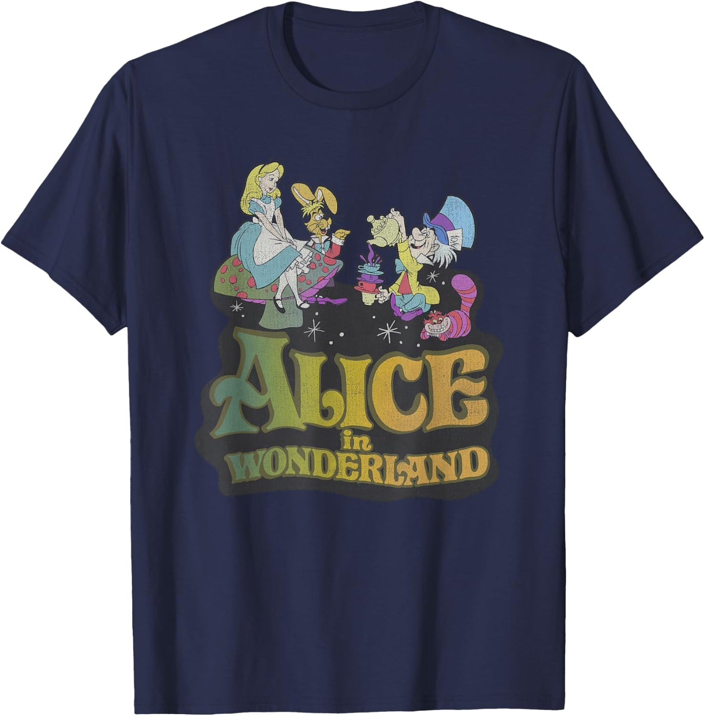 Disney Alice In Wonderland Mad Tea Party Movie Poster T-Shirt - T-Shirt | Navy