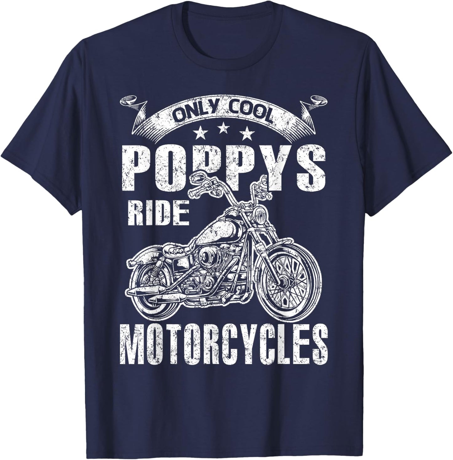 Only Cool Poppys Rides Motorcycles T-Shirt - T-Shirt | Navy