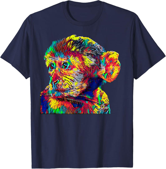 Barbary Macaque Monkey T-Shirt - T-Shirt | Navy