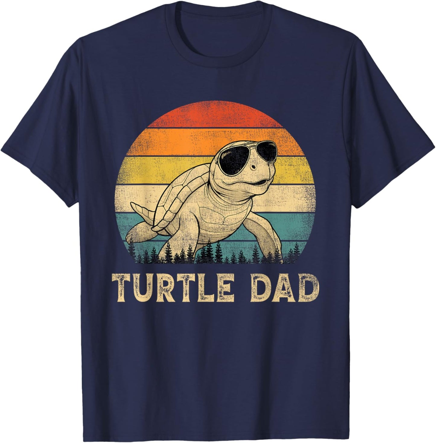 Vintage Turtle Dad Turtle Lovers Daddy Father's Day T-Shirt - T-Shirt | Navy