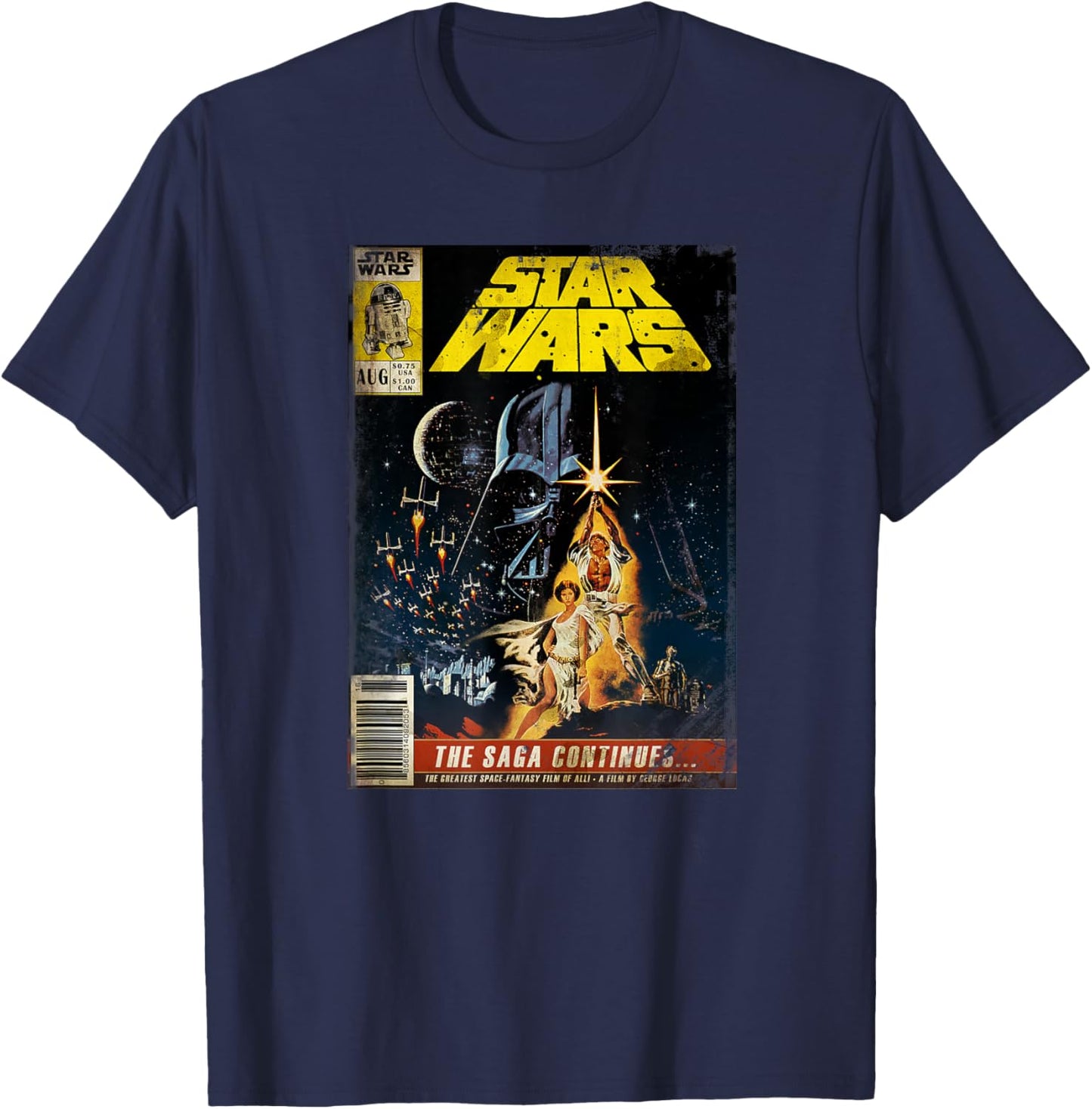 Star Wars Classic A New Hope Vintage Comic Book Distressed T-Shirt - T-Shirt | Navy