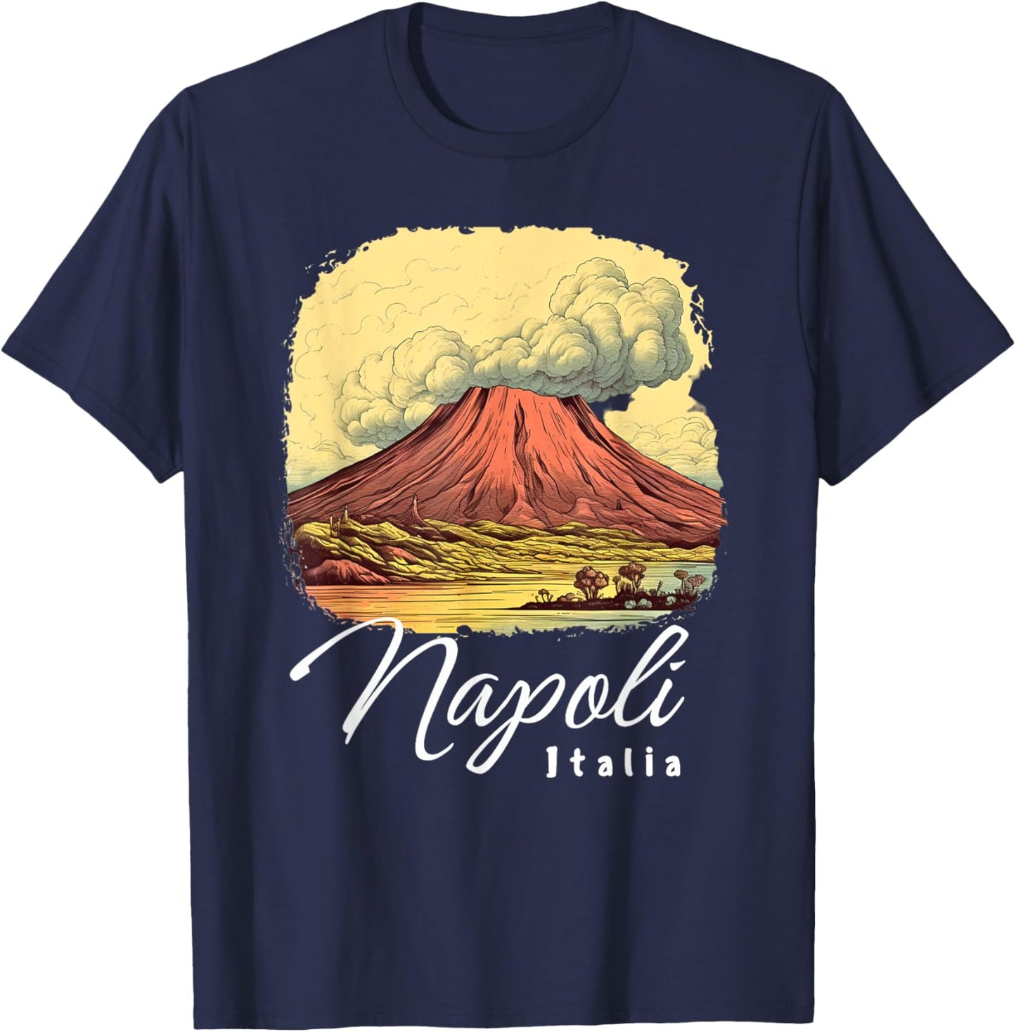 Retro Mount Vesuvius Napoli Italia / Naples Italy / Naples T-Shirt - T-Shirt | Navy
