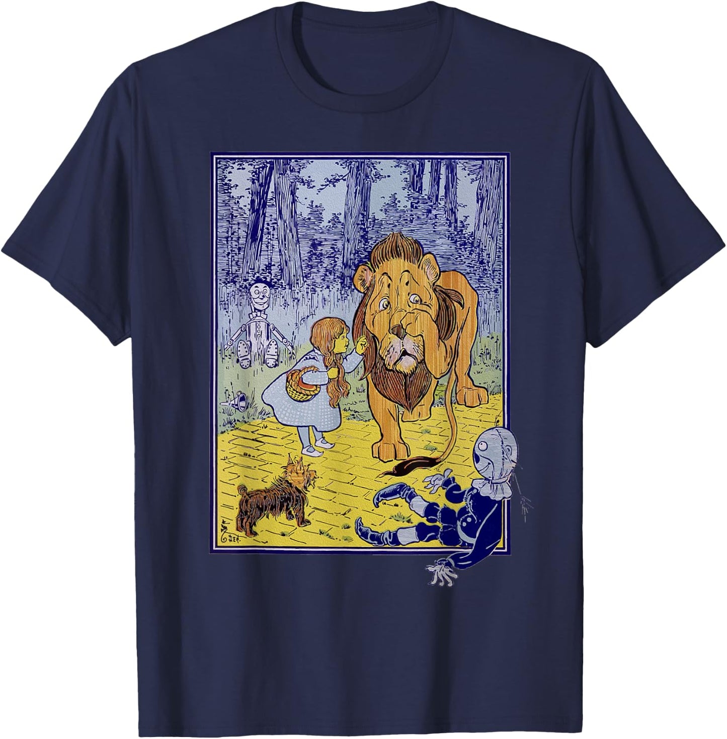 Vintage Wizard of Oz Lion Scarecrow Tin Man Dorothy Toto T-Shirt - T-Shirt | Navy