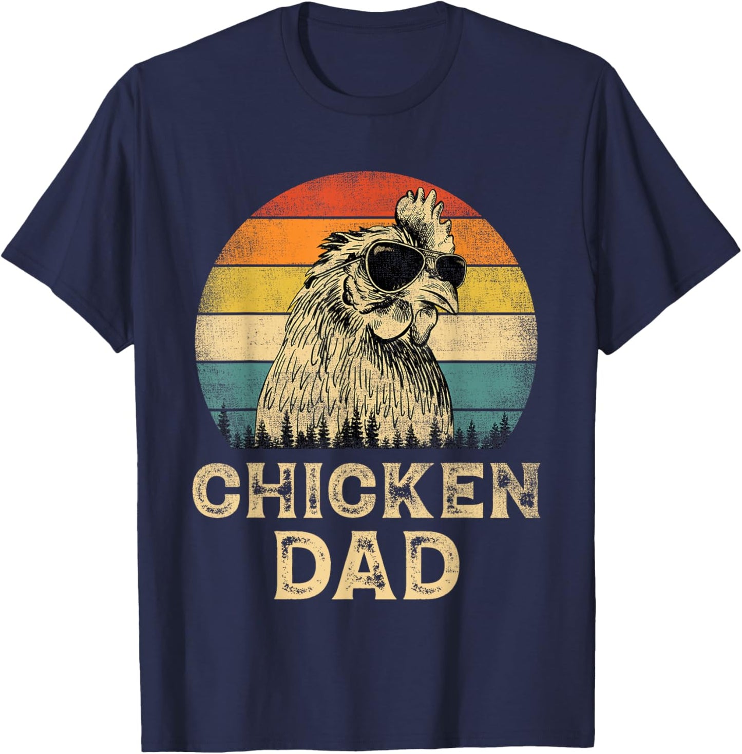 Vintage Chicken Dad Chicken Lovers Daddy Father's Day T-Shirt - T-Shirt | Navy
