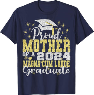 Proud Mother 2024 Magna Cum Laude Graduate Class 2024 Grad T-Shirt - T-Shirt | Navy