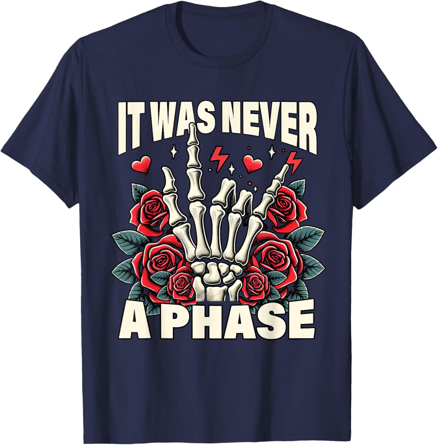 Elder Emo Pop Punk Spirit Music Lover It Was Never A Phase T-Shirt - T-Shirt | Navy