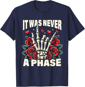 Elder Emo Pop Punk Spirit Music Lover It Was Never A Phase T-Shirt - T-Shirt | Navy