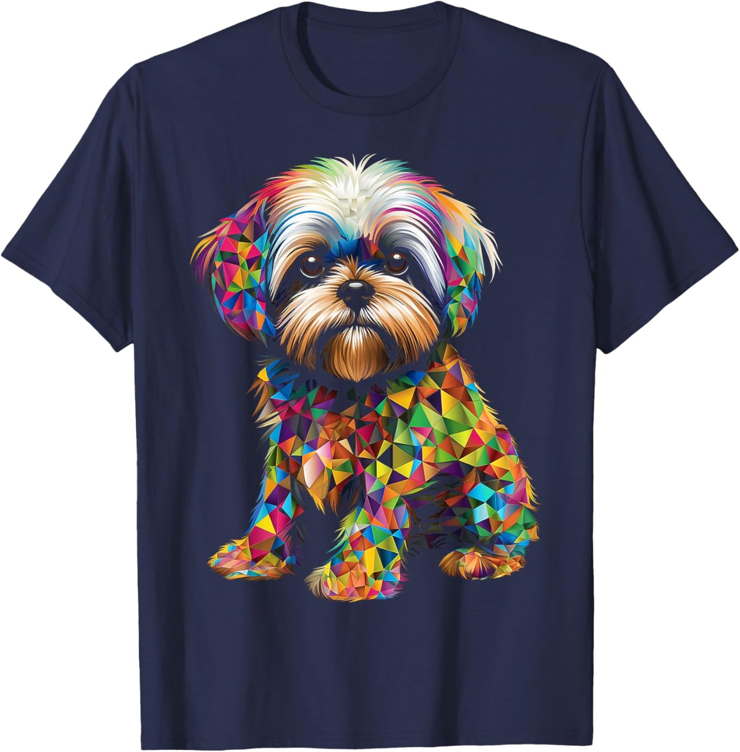 Shih Tzu Motif Pet Illustration Dog Shih Tzu Women Kids T-Shirt - T-Shirt | Navy