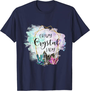 Crazy Crystal Lady Reiki Sage Lover Women's Chakra Design T-Shirt - T-Shirt | Navy