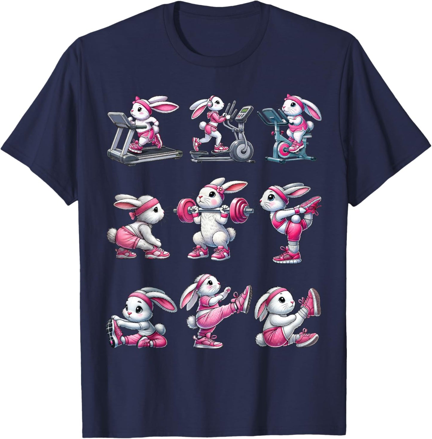 Easter Bunny Fitness Collection Gym Workout Weightlifting T-Shirt - T-Shirt | Navy