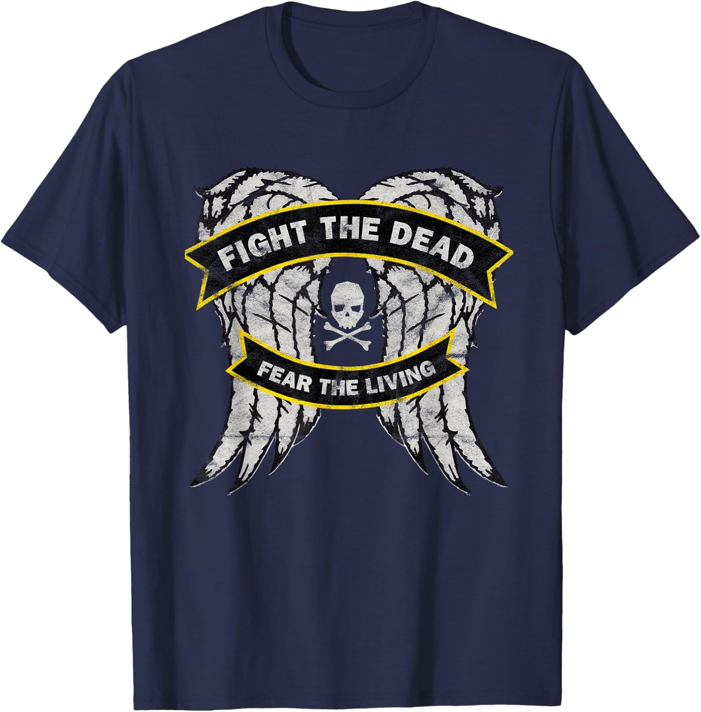 Fight the Dead Fear the Living Distressed Zombie Hunter T-Shirt - T-Shirt | Navy