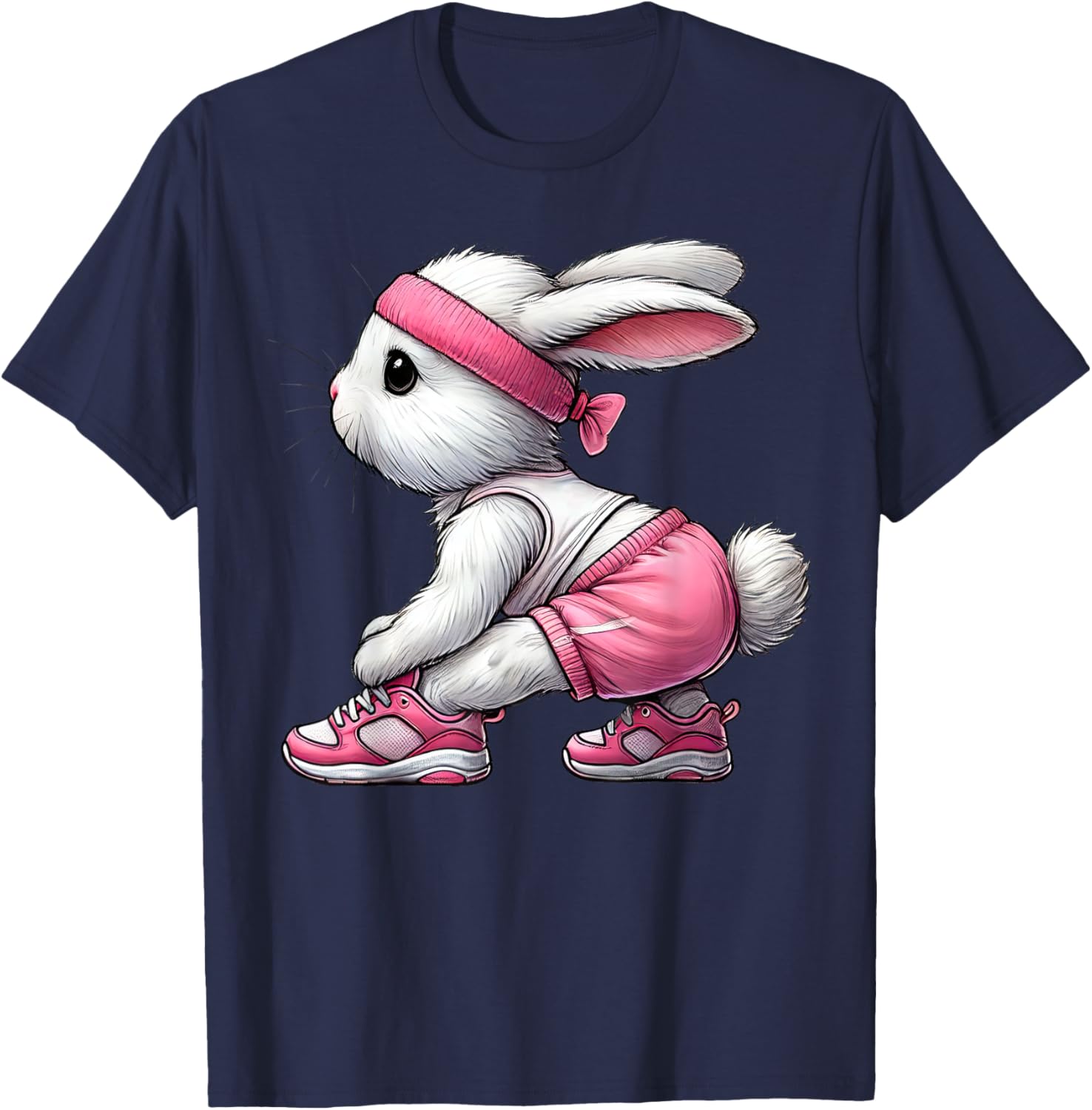 Easter Bunny Exercising Gym Fitness Workout Training T-Shirt - T-Shirt | Navy